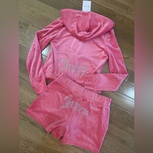 Juicy Couture Watermelon Velour Hoodie and Shorts